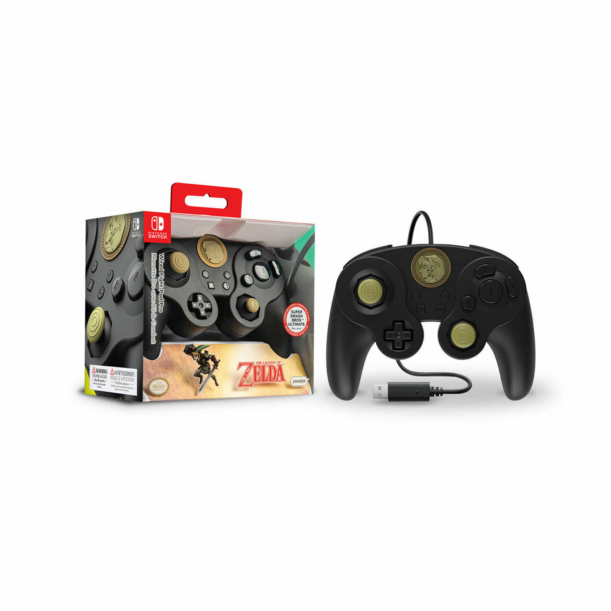 PDP Nintendo Switch Wired Fight Pad Pro Controller Legend of Zelda Link Edition - Black