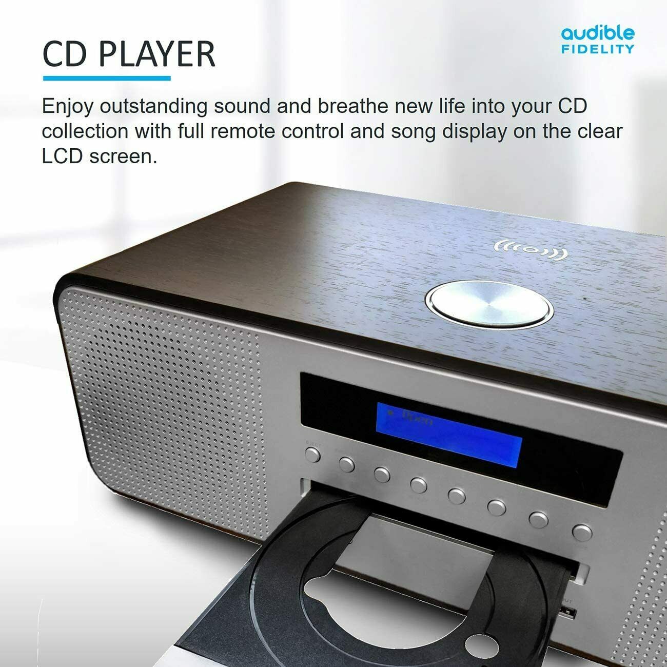 Audible Fidelity Complete Hi-Fi DAB/DAB+ Stereo System CD Player, Brown/Silver