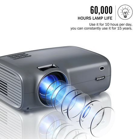 Jeemak Mini Portable Projector 4K Video Movie Projector Home Display 5000Lu HDMI