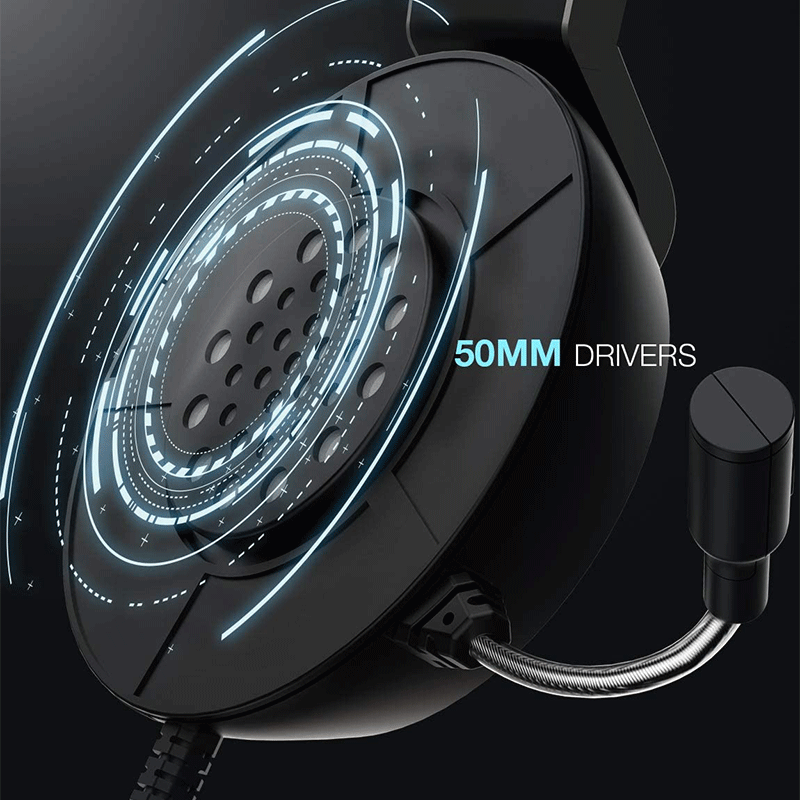 Mpow EG3 Pro Gaming Headset USB Wired Headphones Stereo Mic, Black/Silver