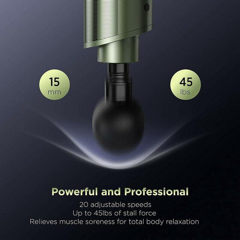 Taotronics TT-PCA004 Massage Gun Muscle Massager with 20 Speeds, 3200rpm/min, Green