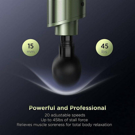 Taotronics TT-PCA004 Massage Gun Muscle Massager with 20 Speeds, 3200rpm/min, Green