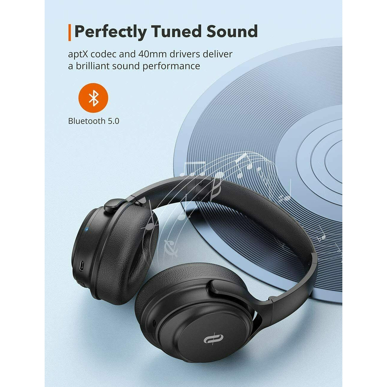 TaoTronics Active Noise Cancelling Wireless Bluetooth Headphones TT-BH085 - Black