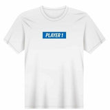 Gildan PS5 Player 1 T-Shirt in White/Blue (Various Sizes)