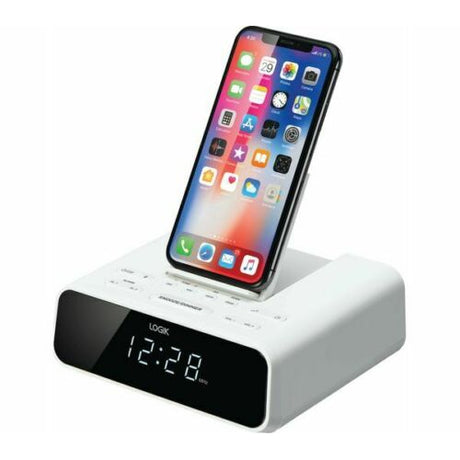 LOGIK LCRQIW21 FM Bluetooth Clock Radio - White - Refurbished Excellent - No Antenna