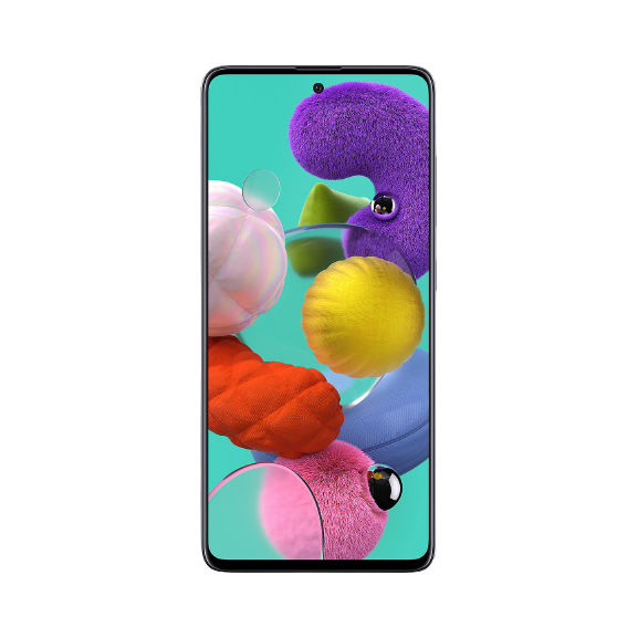 Samsung Galaxy A51 Smartphone, 4GB RAM, 6.5", 4G LTE, SIM Free, 128GB in Prism Crush White