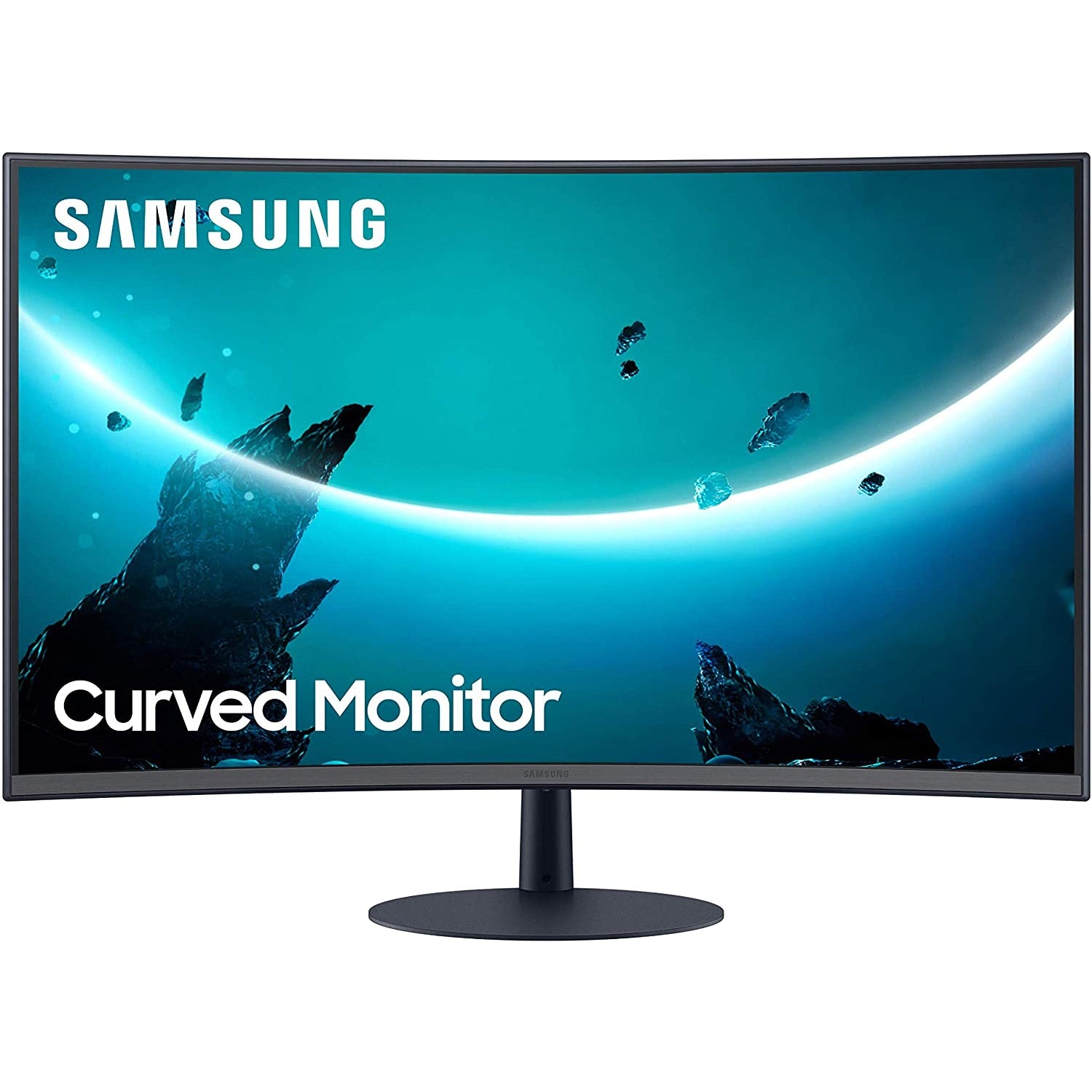 Samsung T55 Curved Monitor, 24 Inch, 1000R, 75hz, 4ms, 1080p, Dark Blue Grey