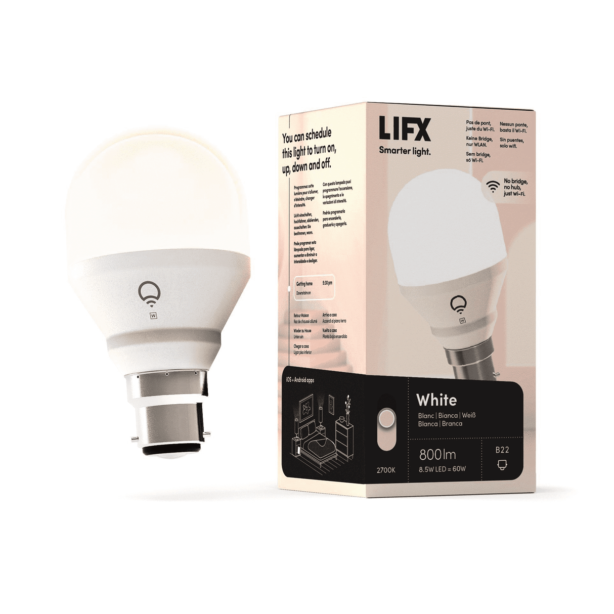 LIFX Smarter Light White 800 lumens Wi-Fi Smart LED Light Bulb