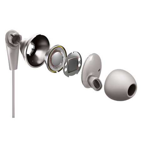 TCL ELIT300 In-Ear Earbud Noise Isolating Wired Headphones w/ Built-in Mic, Grey