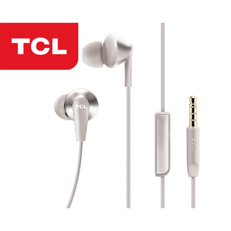 TCL ELIT300 In-Ear Earbud Noise Isolating Wired Headphones w/ Built-in Mic, Grey