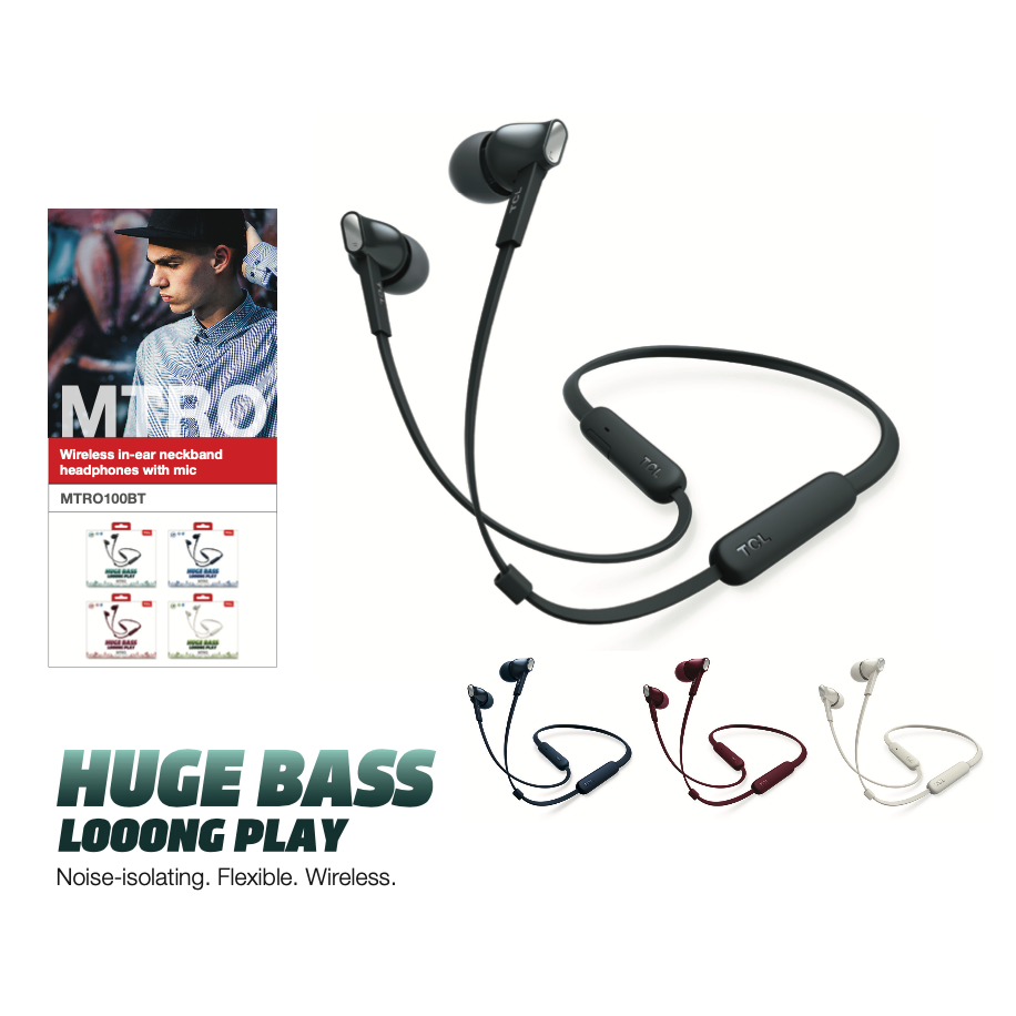 TCL MTRO100BT Wireless In-Ear Bluetooth Headphones with Mic - Various Colours