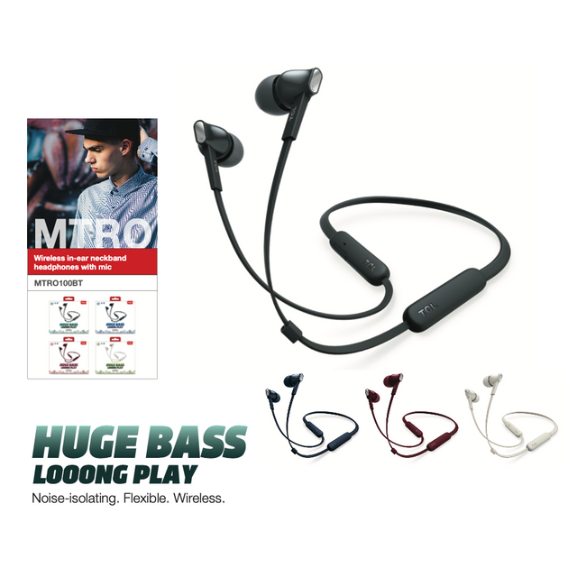 TCL MTRO100BT Wireless In-Ear Bluetooth Headphones with Mic - Various Colours