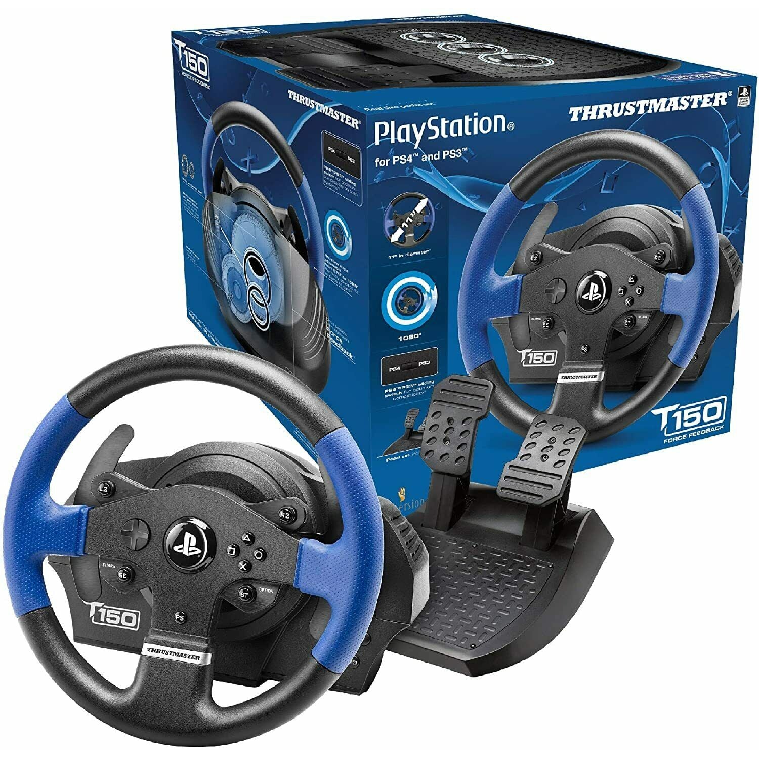 Thrustmaster T150 Force Feedback (PS4 / PS3 / PC) Racing Simulator Wheel Pedals