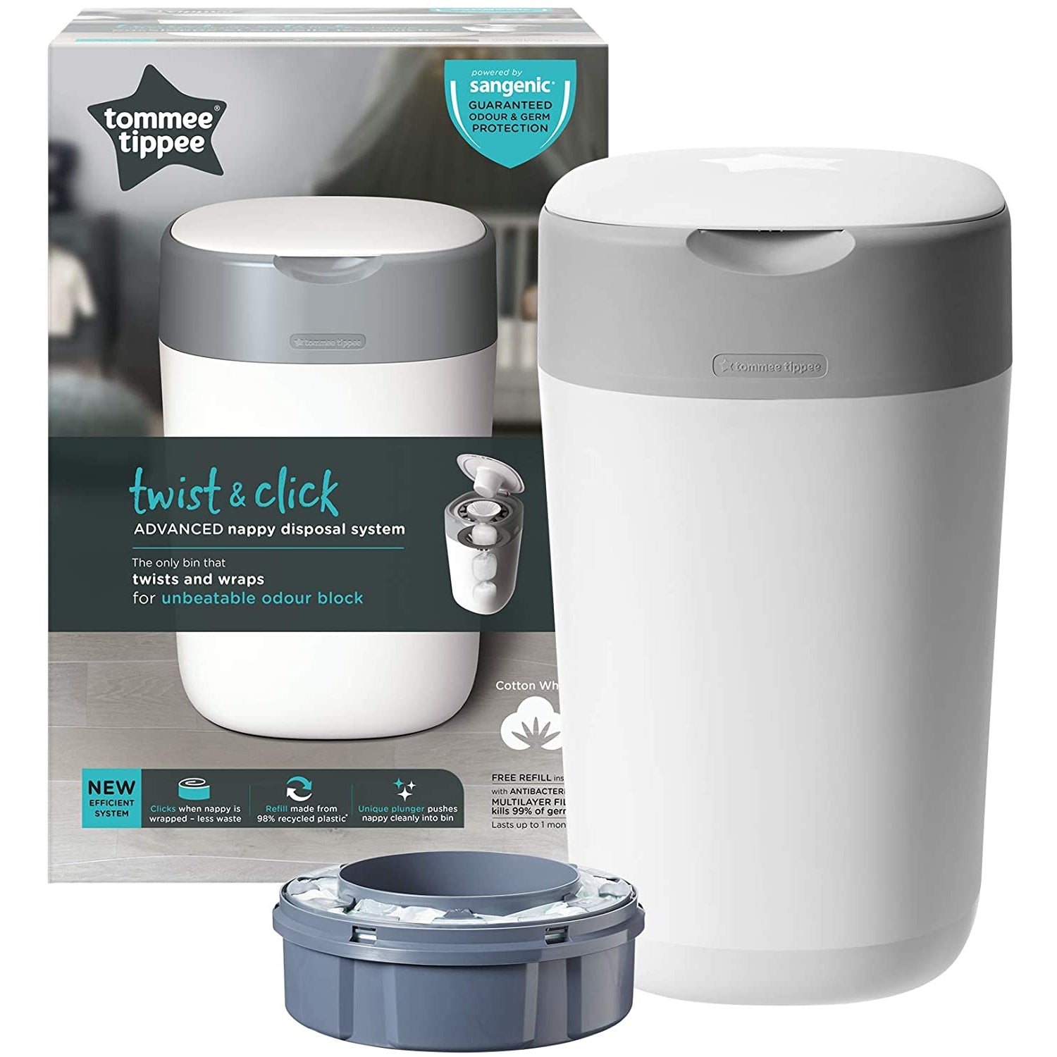 Tommee Tippee Twist and Click Advanced Nappy Disposal Bin