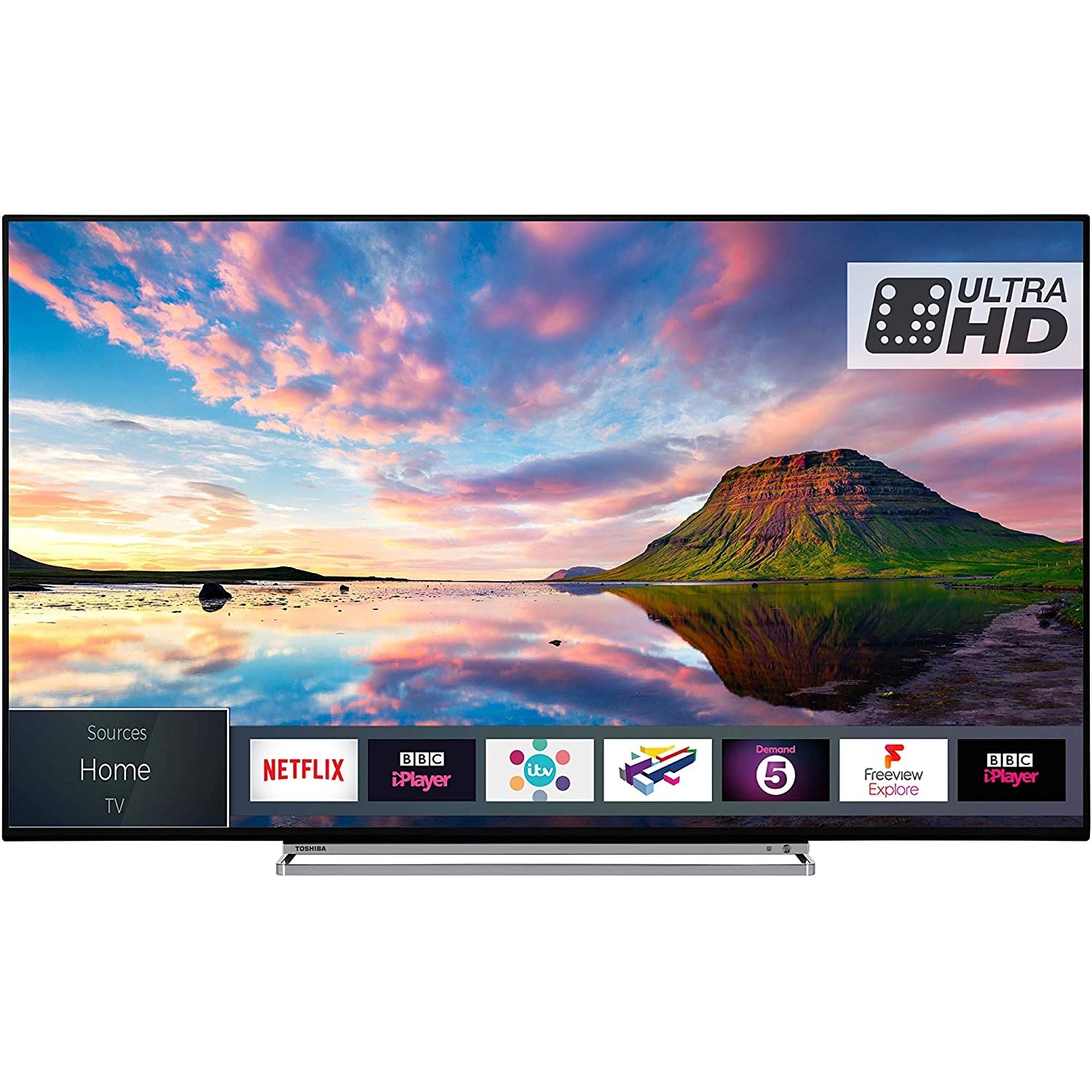Toshiba 55U5863DB 55-Inch Smart 4K Ultra-HD HDR LED WiFi TV with Freeview Play- Black/Silver