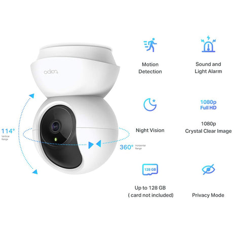Tapo Pan/Tilt Home Security Wi-Fi Camera, White