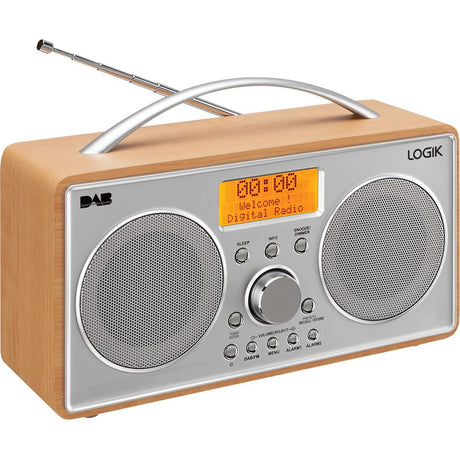 Logik L55DAB15 Portable DAB+/FM Radio, Silver & Wood