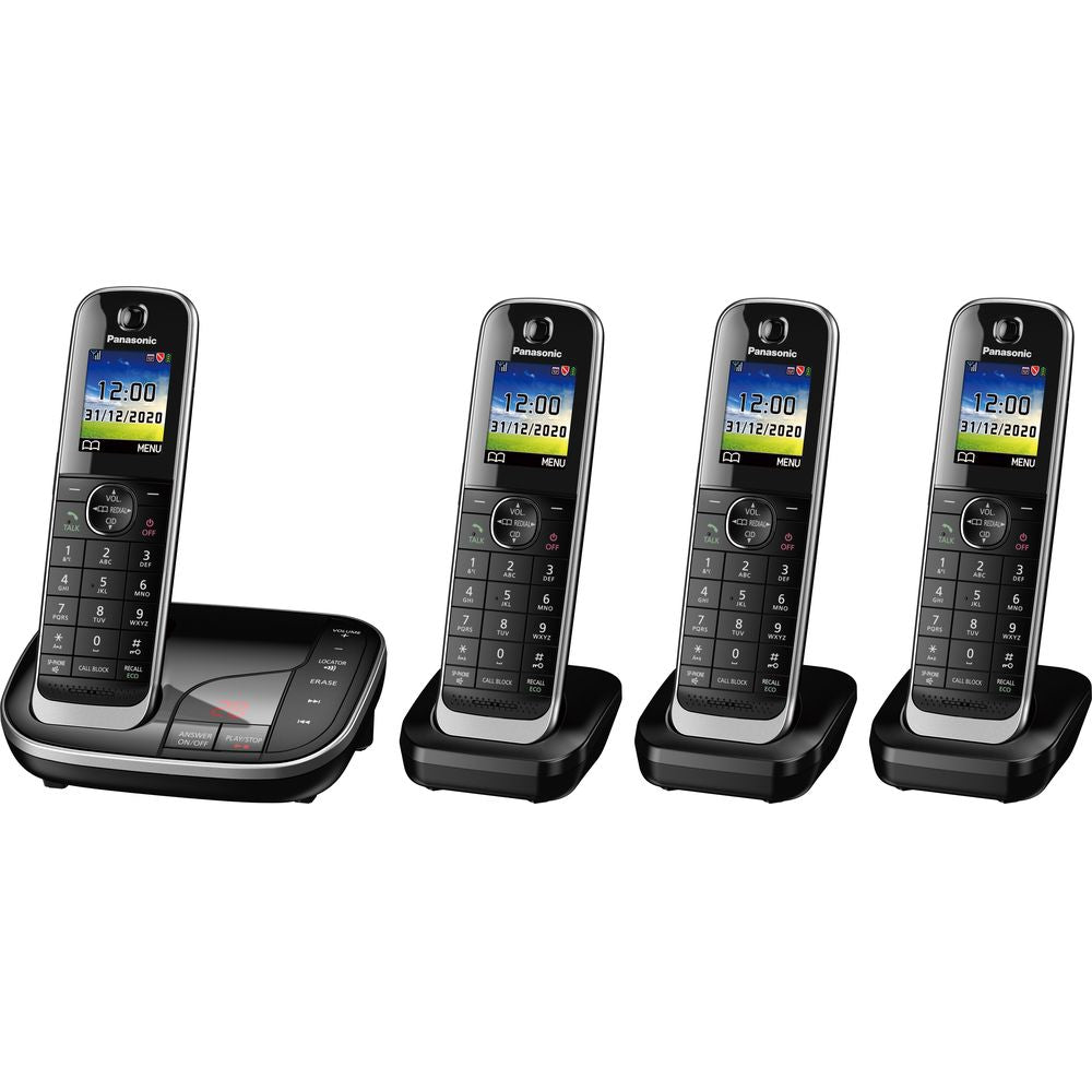 Panasonic KX-TGJ424EB Cordless Phone, Quad Handsets, Black - Refurbished Excellent