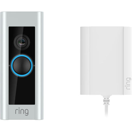 Ring Smart Video Doorbell Pro with Built-in Wi-Fi & Camera plus Plug-in Adapter - Refurbished Pristine