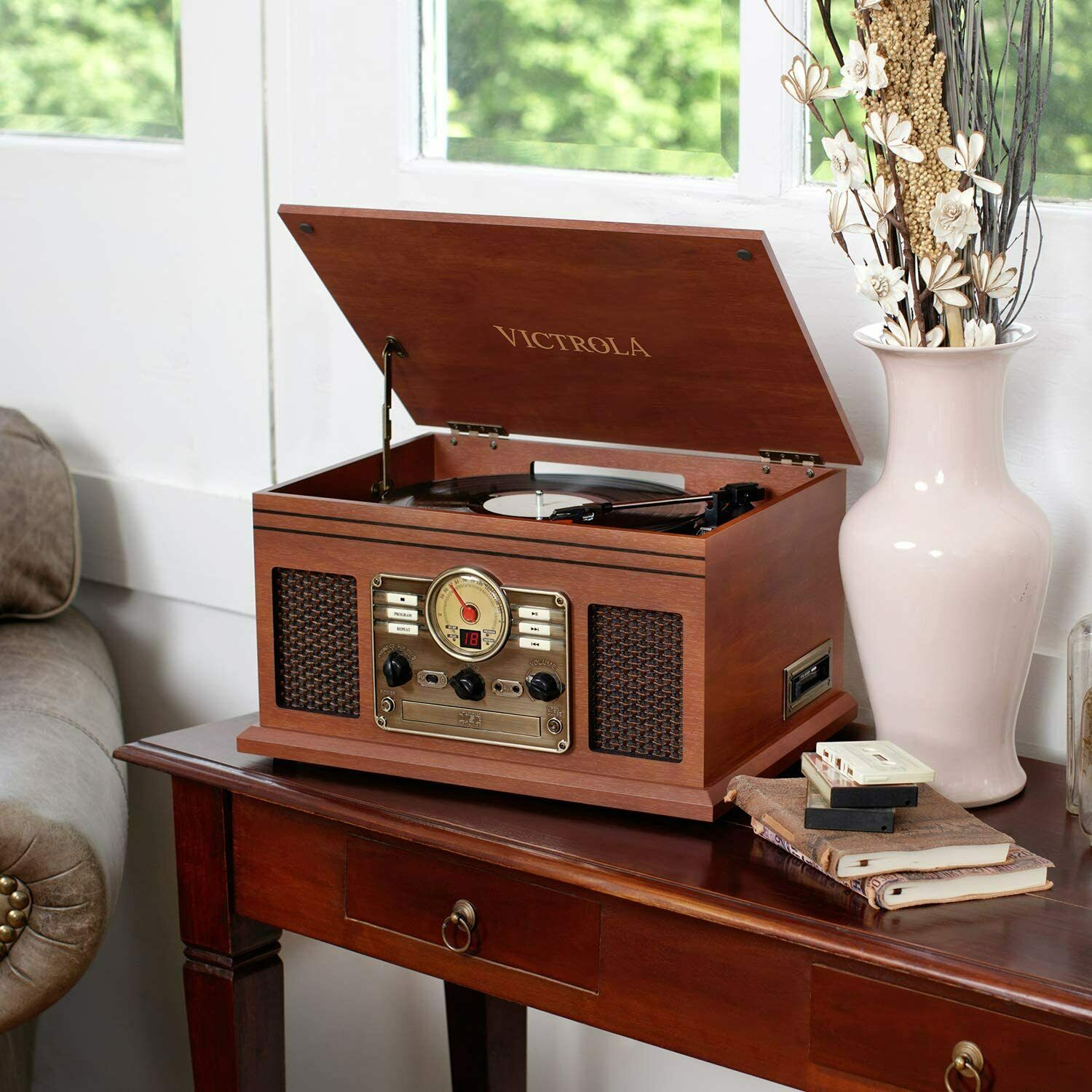Victrola Classic 6-in-1 Bluetooth Turntable Music Centre - Mahogany