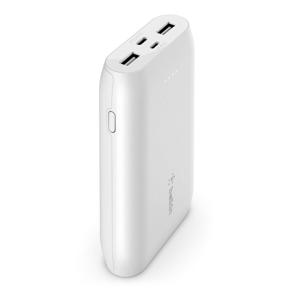 Belkin Boost Charge Power Bank 10K (Portable Charger with Dual USB Ports, 10000 mAh Capacity, Battery Pack) - White