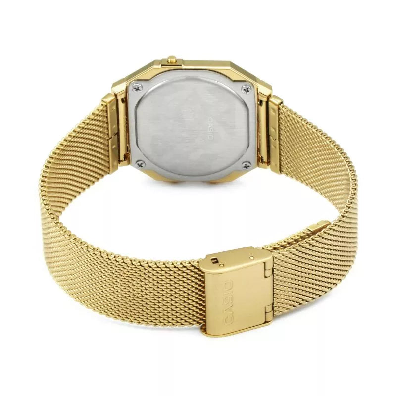 Casio A700WEMG-9AEF Unisex Vintage Mesh Bracelet Strap Watch, Gold